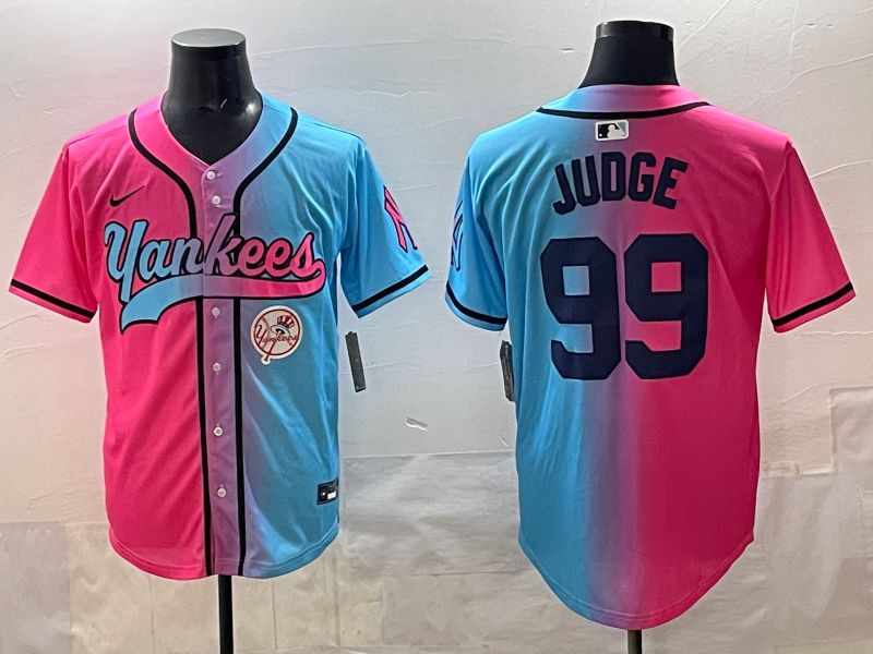 Men New York Yankees 99 Judge Blue pink Game 2025 Nike MLB Jersey style 0010